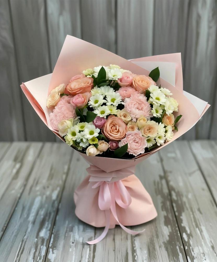 Букет цветов из: Гвоздики, Розы и Хризантемы в Строителе Тамбовской области