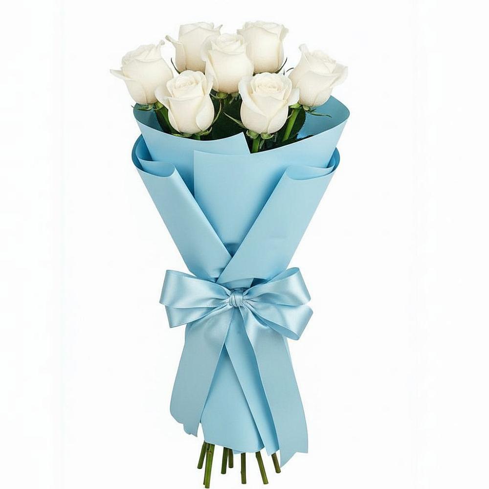 Букет 7 белых роз Проуд в Строителе Тамбовской области