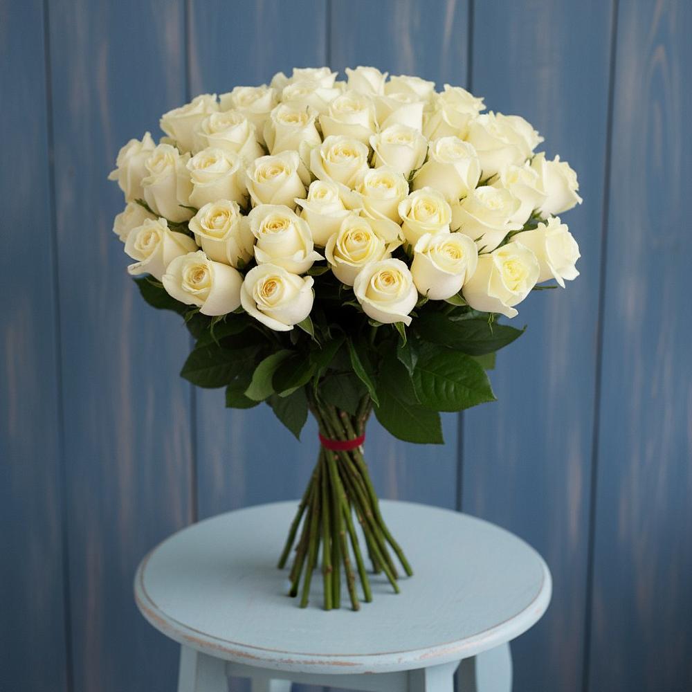Букет 51 Белая роза Эдлесс Лав в Строителе Тамбовской области