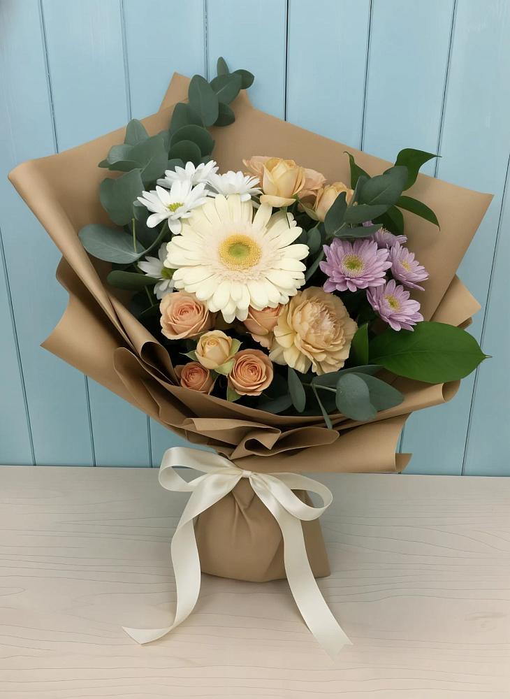 Букет цветов из: Герберы и Хризантемы в Строителе Тамбовской области
