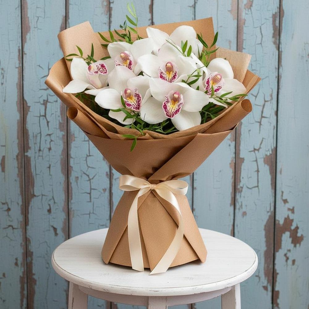 Букет цветов из: Орхидеи и Розы в Строителе Тамбовской области