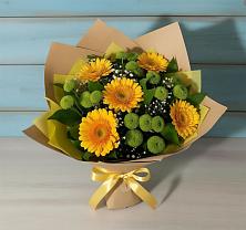 Букет цветов из:  Герберы и Хризантемы в Строителе Тамбовской области