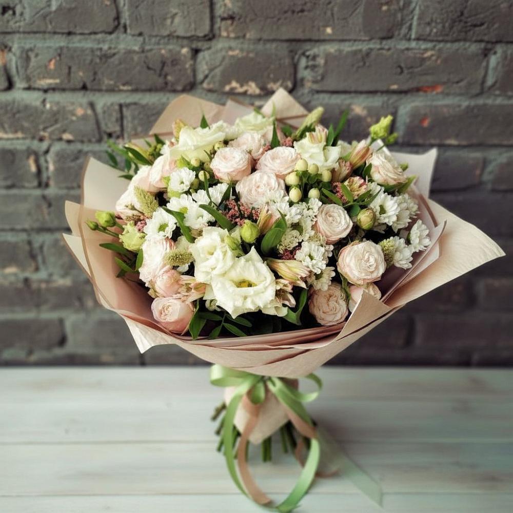 Букет цветов из: Альстромерии, Розы и Хризантемы в Строителе Тамбовской области