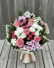 Букет цветов из:  Альстромерии, Гвоздики, Розы и Хризантемы #REPLACE_PRED# Строителе Тамбовской области