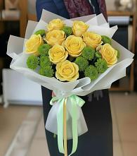 Букет цветов из:  Хризантемы и Розы в Строителе Тамбовской области