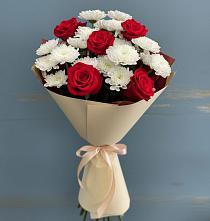 Букет цветов из:  Розы и Хризантемы в Строителе Тамбовской области