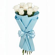 Букет 7 белых роз Проуд в Строителе Тамбовской области