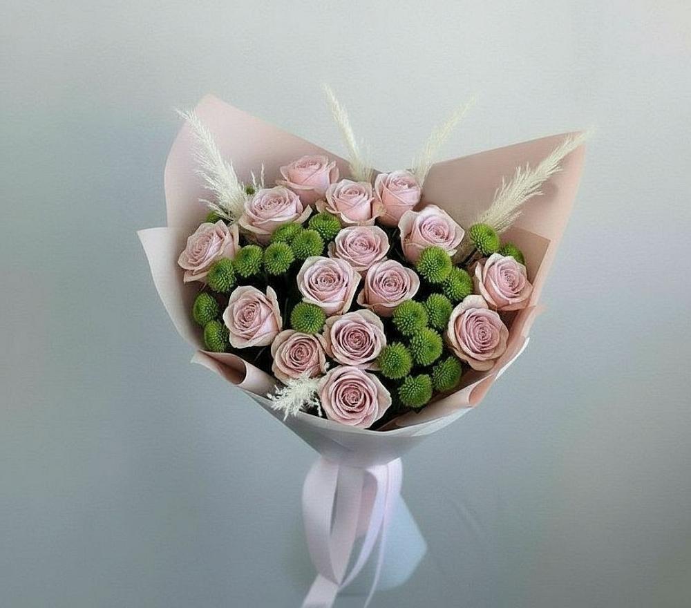 Букет цветов из: Розы и Хризантемы в Строителе Тамбовской области