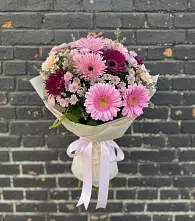 Букет цветов из:  Герберы и Хризантемы в Строителе Тамбовской области