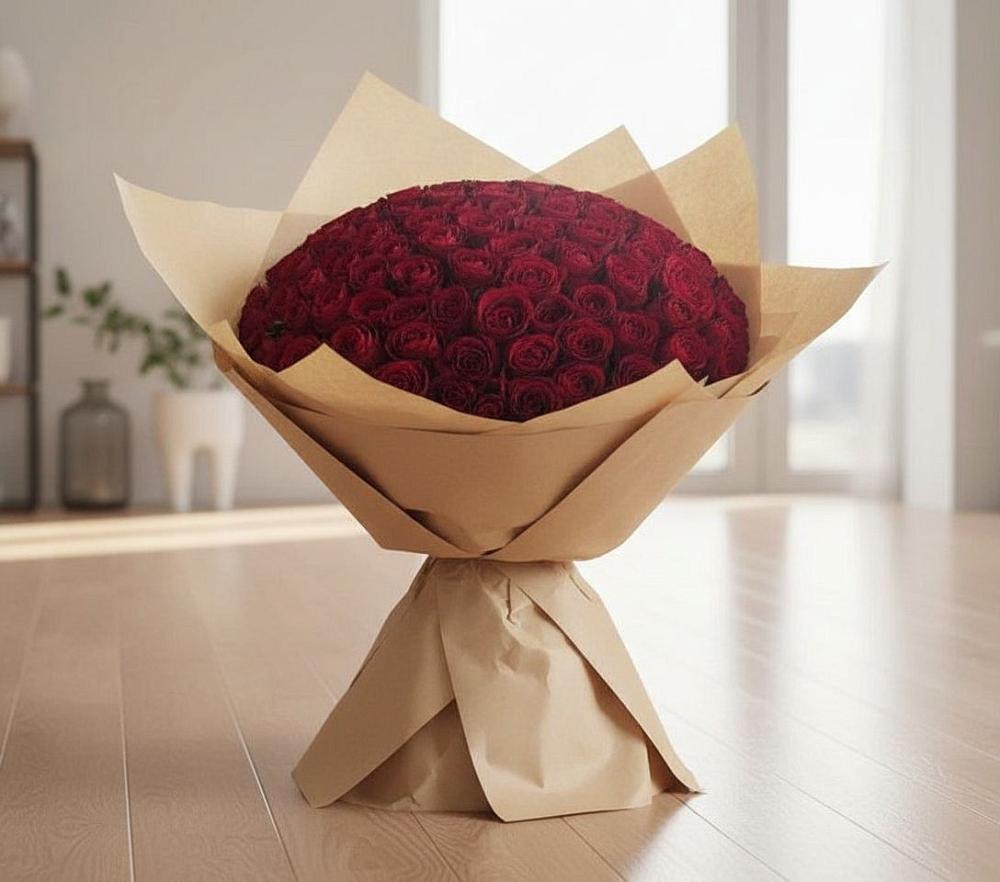 Букет 101 Красная роза в Строителе Тамбовской области