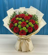 Букет цветов из:  Розы и Хризантемы в Строителе Тамбовской области