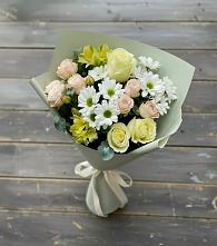 Букет цветов из:  Альстромерии, Розы и Хризантемы в Строителе Тамбовской области