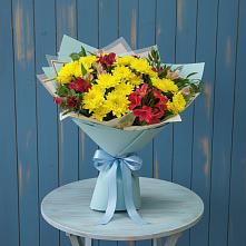 Букет цветов из:  Альстромерии и Хризантемы в Строителе Тамбовской области