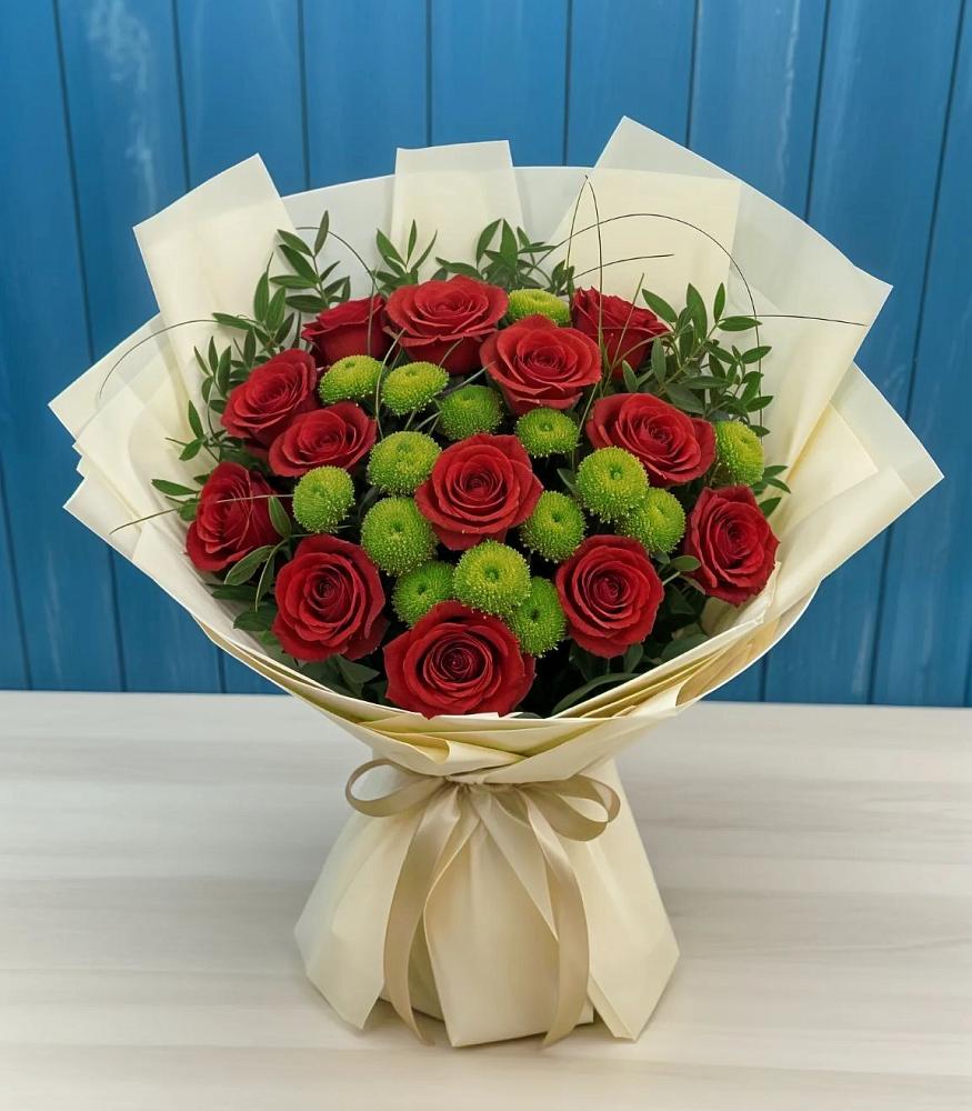 Букет цветов из: Розы и Хризантемы в Строителе Тамбовской области