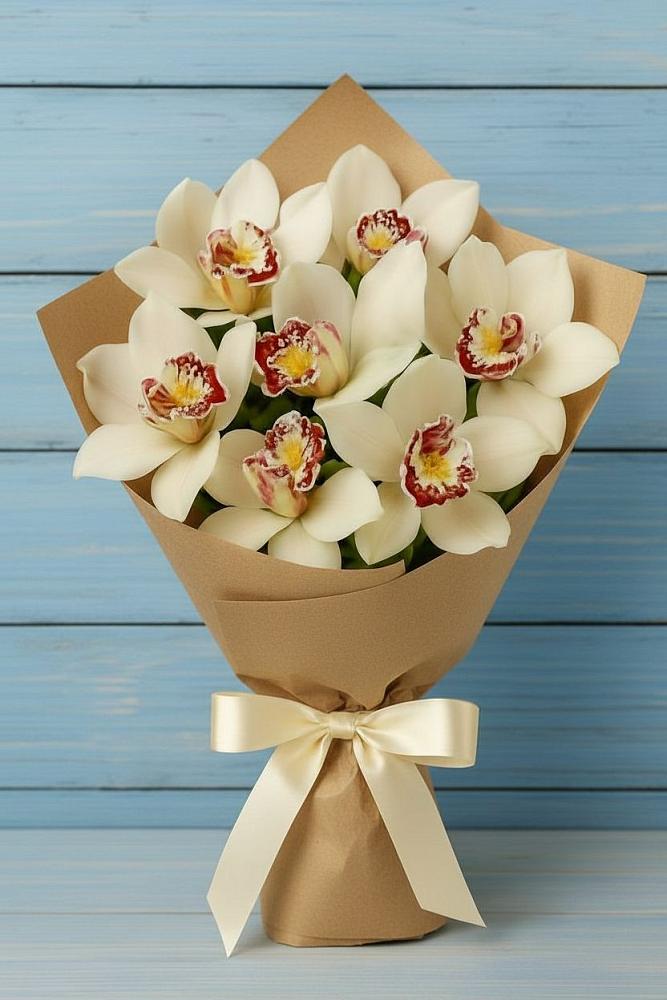 Букет цветов из: Орхидеи и Розы в Строителе Тамбовской области