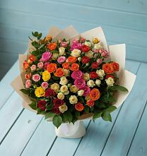 Букет Микс из разноцветных кустовых роз #REPLACE_PRED# Строителе Тамбовской области